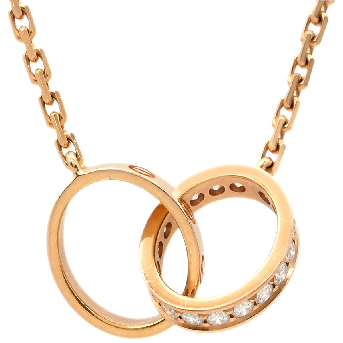 カルティエ Cartier ネックレス Love ネックレス セミパヴェ ピンクゴールド Cartier 18金 750PG PG ベビーラブ ダイヤ 18K 【中古】｜ブルークウォッチカンパニー