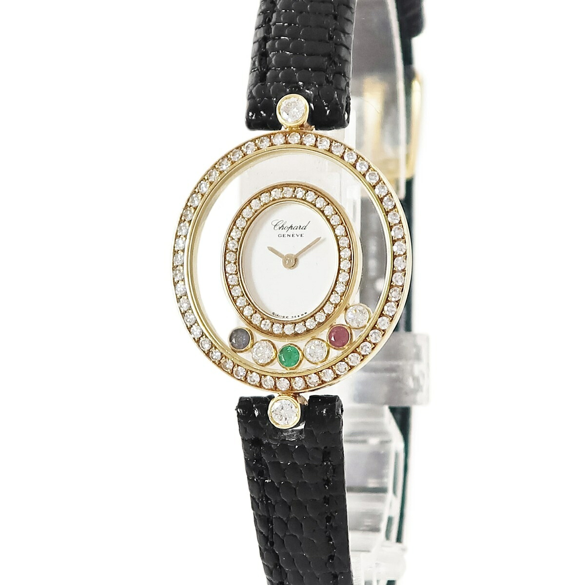 ショパール CHOPARD ハッピーダイヤモンド 20/4292-24 K18YG無垢 純正ダイヤ&カラーストーン ムービング レディース 腕時計クオーツ ホワイト 【中古】｜ブルークウォッチカンパニー