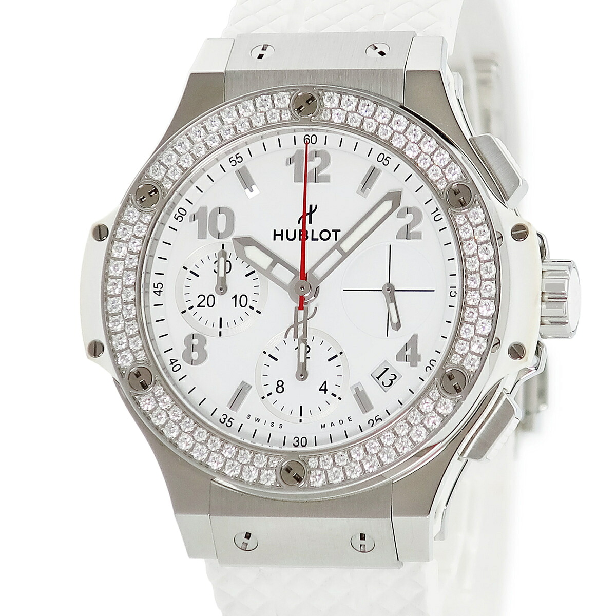 ウブロ HUBLOT ビッグバン スチール ホワイト ダイヤモンド 342.SE.230.RW.114 純正ダイヤ デイト メンズ 腕時計自動巻き ホワイト 【中古】｜ブルークウォッチカンパニー