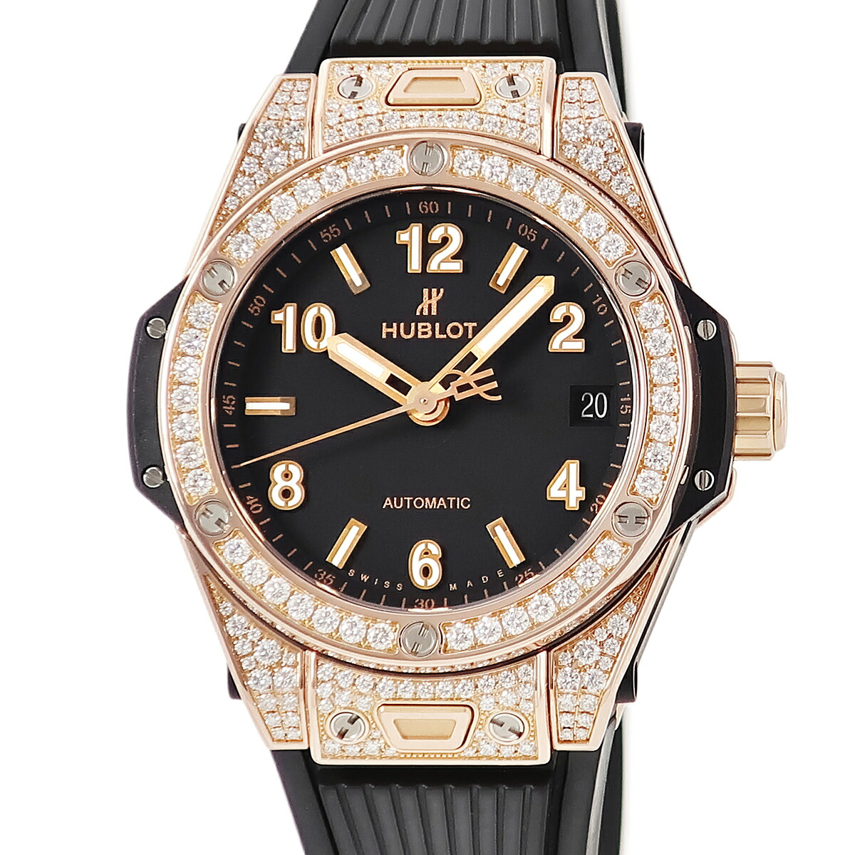 ウブロ HUBLOT ビッグバン ワンクリック キングゴールド パヴェ 465.OX.1180.RX.1604 純正ダイヤ ブラック メンズ 腕時計自動巻き ブラック 【中古】｜ブルークウォッチカンパニー