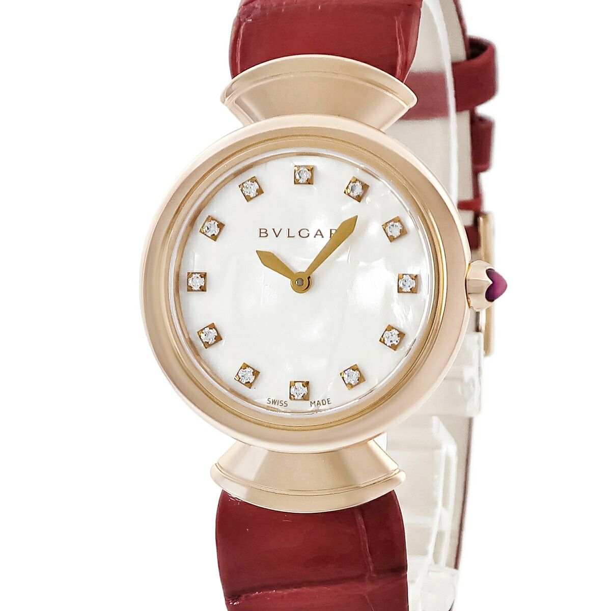 ブルガリ BVLGARI ディーヴァ ドリーム 102840 DVP30G K18PG無垢 純正ダイヤ ホワイト シェル レディース 腕時計クオーツ ホワイト 【中古】|ブルークウォッチカンパニー
