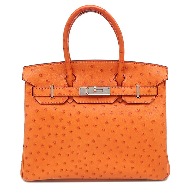 エルメス HERMES ハンドバッグ バーキン 30 オーストリッチ タンジェリン シルバー金具 □I 【保存袋】 【中古】｜ブルークウォッチカンパニー 1,043,000円