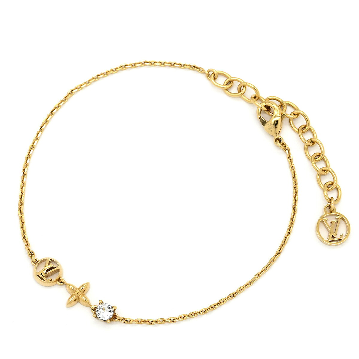 ルイヴィトン LOUIS VUITTON ブレスレット プティ ルイ GP ストラス ゴールド LVサークル モノグラムフラワー M00374 LE4212 【中古】|ブルークウォッチカンパニー