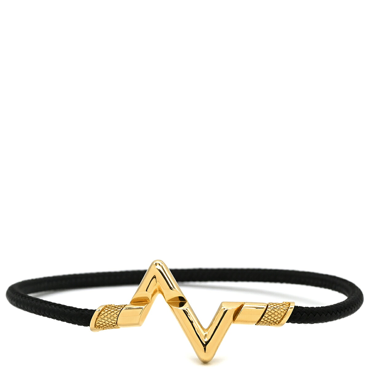 ルイヴィトン LOUIS VUITTON ブレスレット プレイ ヴォルト アップサイドダウン ブラック&times;イエローゴールド 15 18K 750 YG 黒コード Q05413 【ケース】 【中古】｜ブルークウォッチカンパニー