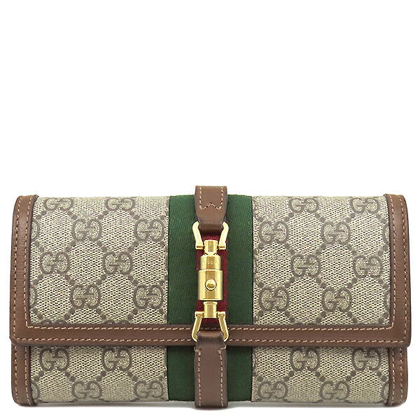 グッチ GUCCI チェーンウォレット ジャッキー1961 チェーン付き ウォレット GGスプリームキャンバス レザー ベージュ×エボニー ゴールド金具 652681 【箱】 【中古】|ブルークウォッチカンパニー
