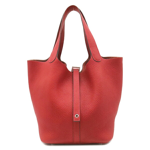 エルメス HERMES ハンドバッグ ピコタンロックMM トリヨンクレマンス ルージュカザック シルバー金具 赤 鍵1本欠品 X 【中古】｜ブルークウォッチカンパニー