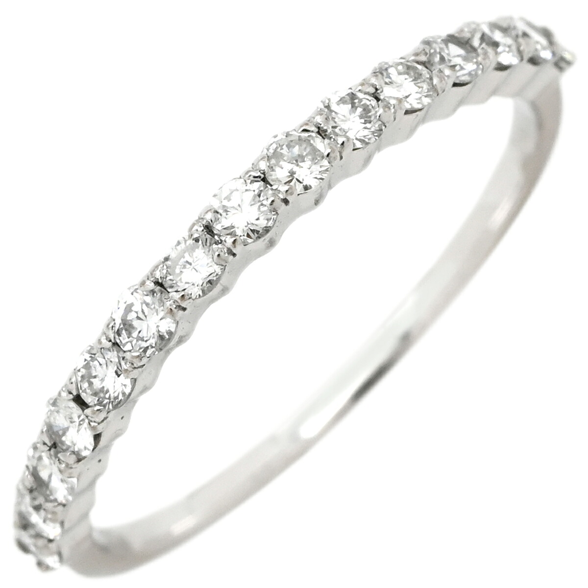 リング 指輪 ダイヤモンド 0.3ct ホワイトゴールド Au750 18K 18金 ハーフエタニティ メレ ラインストーン 8.5号 【中古】｜ブルークウォッチカンパニー