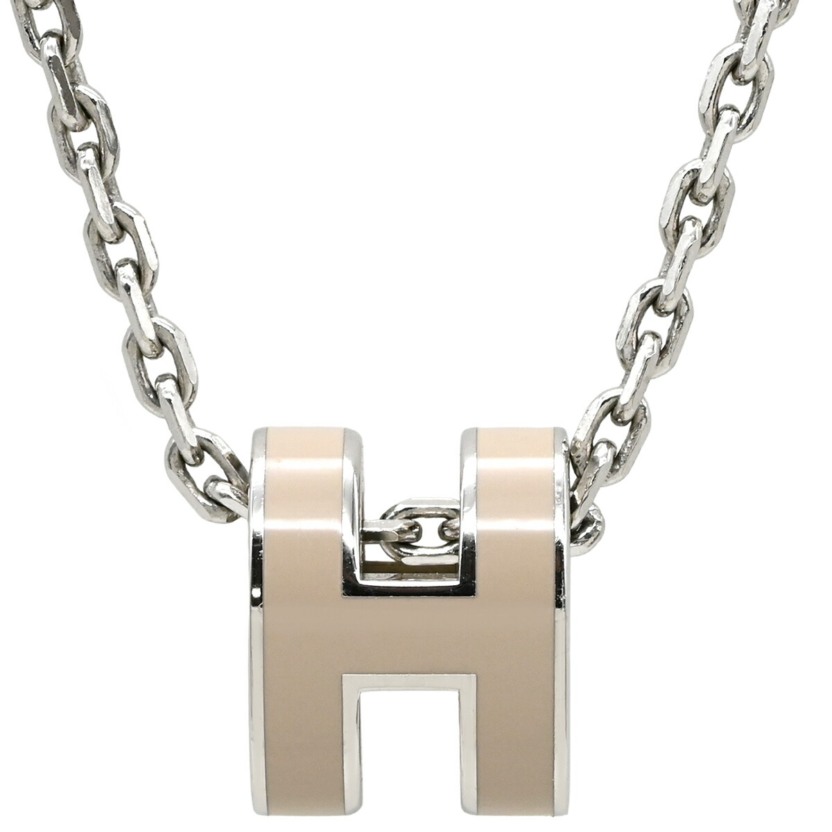エルメス HERMES ネックレス ポップアッシュ ミニ ペンダント メタル ラッカー マロングラッセ×シルバー Hモチーフ 【箱】 【中古】|ブルークウォッチカンパニー