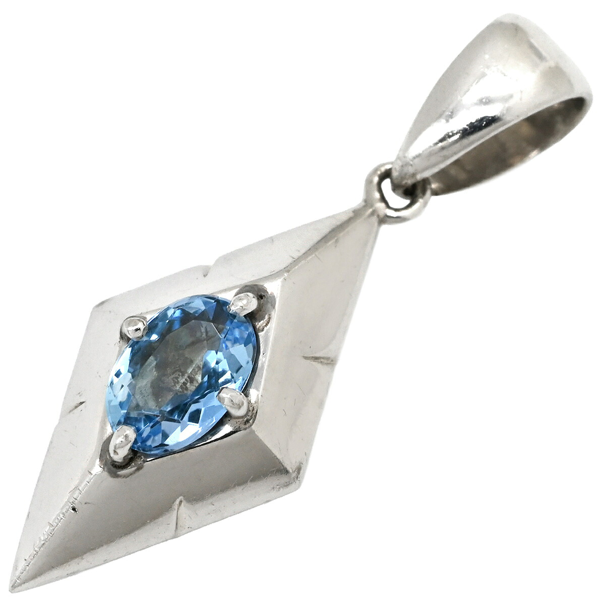 ペンダントトップ アクアマリン 0.46ct ブルー×ホワイトゴールド Au750 18K 18金 WG 幾何学デザイン ひし形 【中古】|ブルークウォッチカンパニー