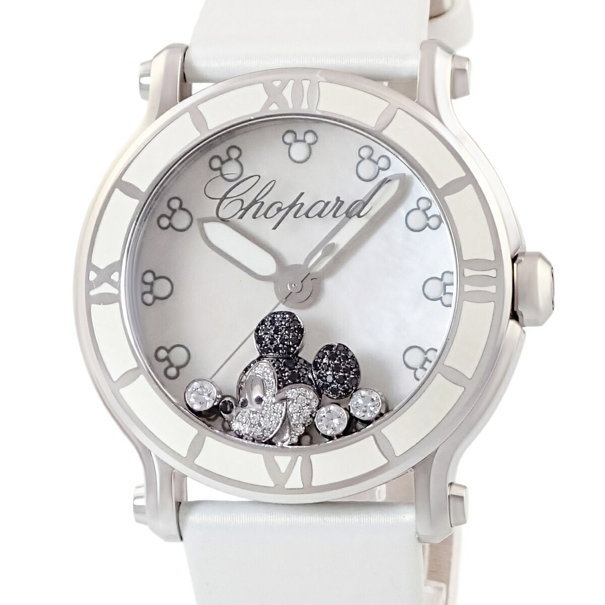 ショパール CHOPARD ハッピーミッキー 288524-3004 メーカーOH済 純正ダイヤ ホワイト シェル メンズ レディース 腕時計クオーツ ホワイト 【中古】|ブルークウォッチカンパニー