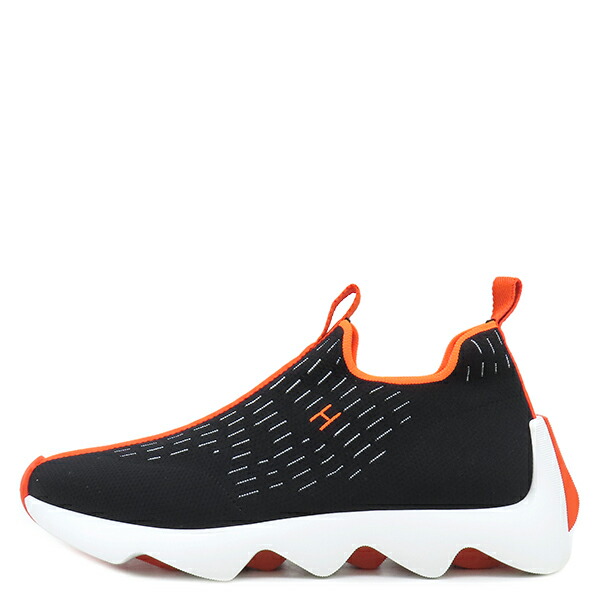 エルメス HERMES スニーカー エクレール ファブリック ブラック&times;オレンジ #40 1/2 黒 Hロゴ スリッポンスニーカー メッシュ H2210982Z 【保存袋】 【中古】｜ブルークウォッチカンパニー
