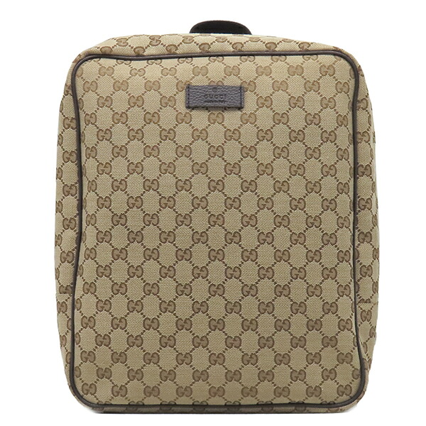 グッチ GUCCI リュック・デイパック スクエア バックパック GGキャンバス レザー ベージュ&times;ブラウン ゴールド金具 茶 アウトレット品 630914 【保存袋】 【中古】｜ブルークウォッチカンパニー