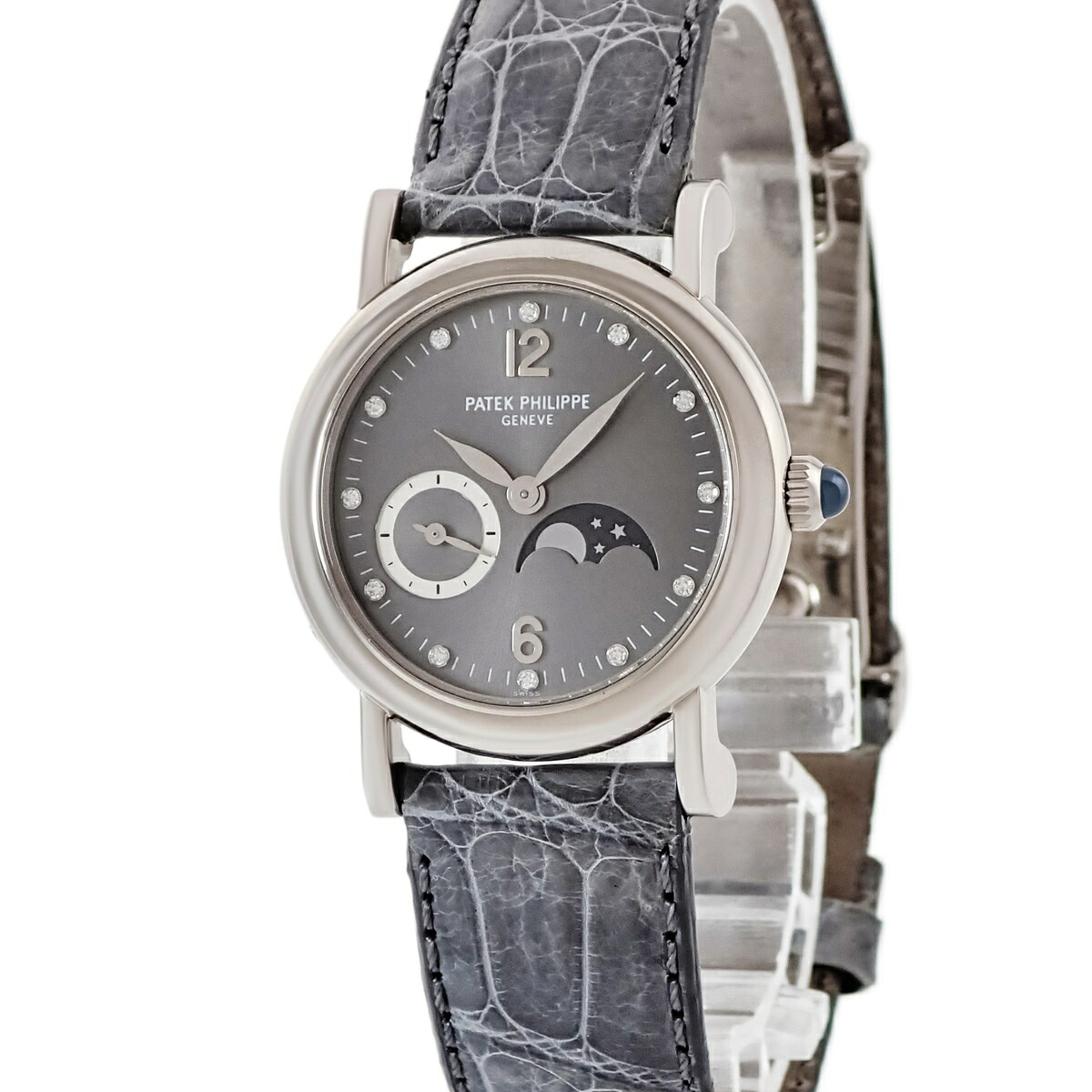 パテックフィリップ PATEK PHILIPPE カラトラバ コンプリケーション ムーンフェイズ 4857G-001 OH済 K18WG ダイヤ レディース 腕時計手巻き グレー 【中古】|ブルークウォッチカンパニー