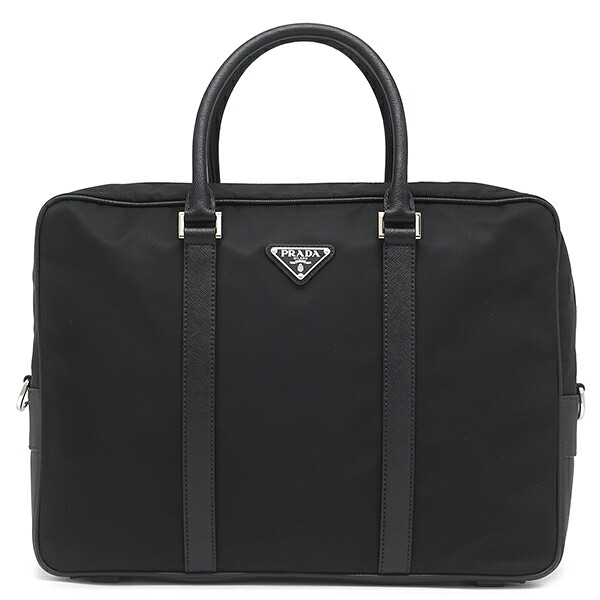 プラダ PRADA 2WAYバッグ ナイロン ブリーフケース ナイロン レザー ブラック シルバー金具 黒 ビジネスバッグ ショルダー トライアングルロゴ 2VE661 【保存袋】 【中古】|ブルークウォッチカンパニー