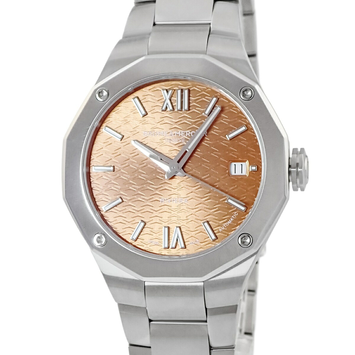 ボーム&メルシエ BAUME&MERCIER リビエラ M0A10764 未使用 12角形 テラコッタ デイト メンズ レディース 腕時計自動巻き オレンジ 【中古】｜ブルークウォッチカンパニー