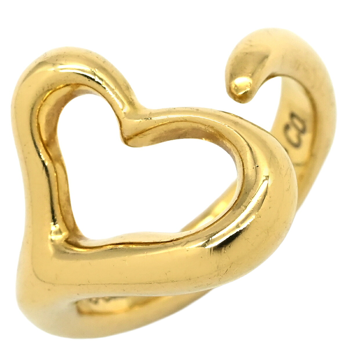 ティファニー Tiffany & Co リング 指輪 オープンハート イエローゴールド T＆Co. 750 750YG エルサ ペレッティ 7号 【中古】｜ブルークウォッチカンパニー
