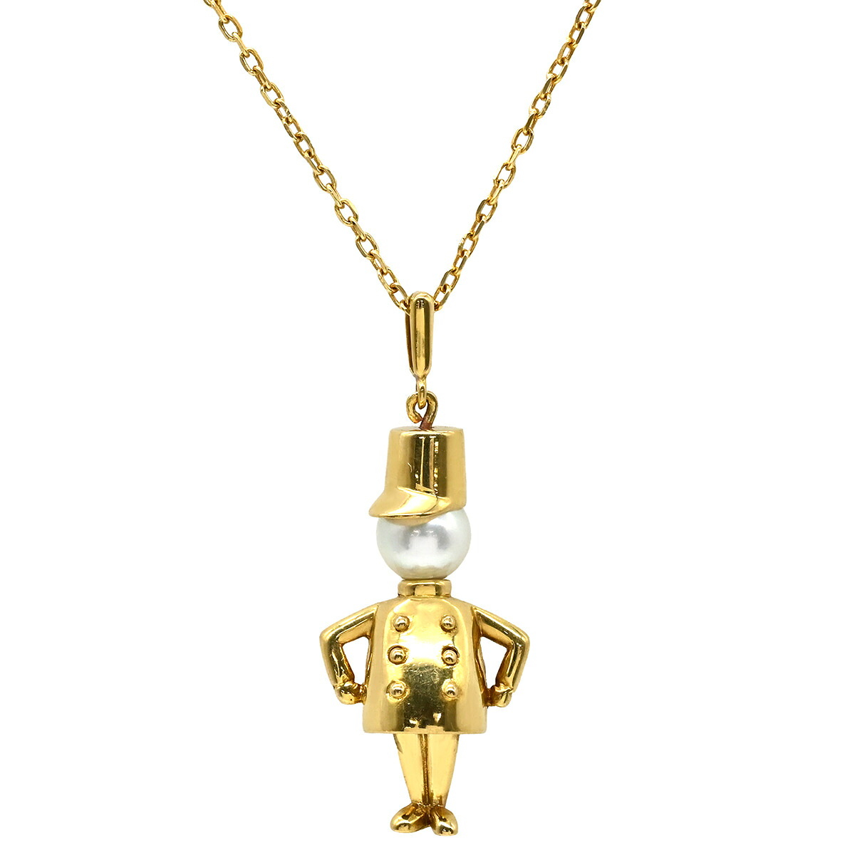 ミキモト MIKIMOTO ネックレス 兵隊モチーフ パール パールホワイト×イエローゴールド ドール MIKIMOTO 18K 18金 Au750 【中古】|ブルークウォッチカンパニー