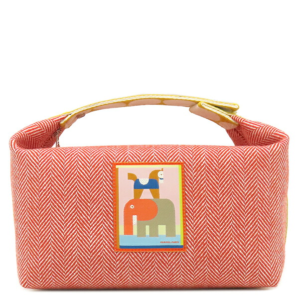 エルメス HERMES ポーチ ブリッド ア ブラック アニモー ブロック トワルシェブロン テュイル シルバー金具 バニティ ゾウ ウマ 【中古】｜ブルークウォッチカンパニー