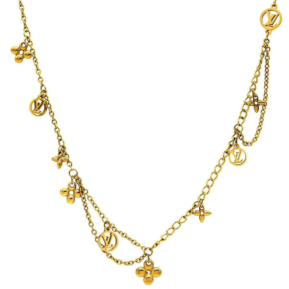 ルイヴィトン LOUIS VUITTON ネックレス コリエ ブルーミング GP ゴールド モノグラムフラワー LVサークル M64855 OB0169 【箱】 【中古】｜ブルークウォッチカンパニー