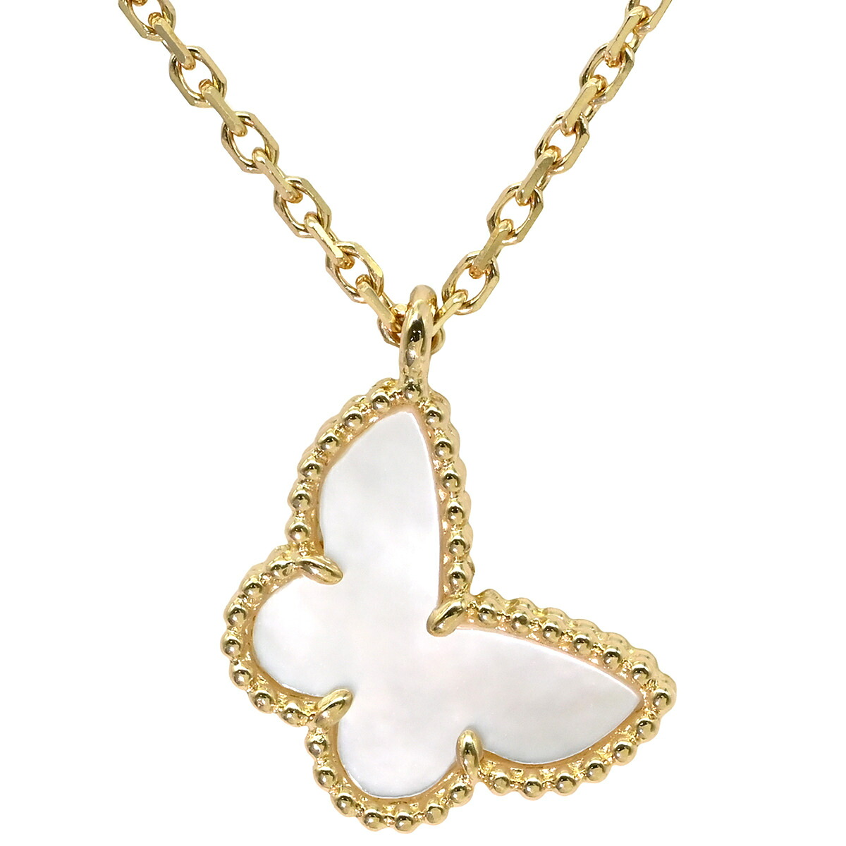 ヴァンクリーフアーペル Van Cleef & Arpels ネックレス スウィート パピヨン ペンダント パールホワイト&times;イエローゴールド 白 VCA 750 YG 18K シェル VCARF69300 【中古】｜ブルークウォッチカンパニー