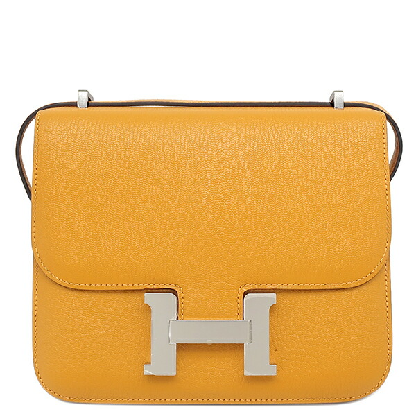 エルメス HERMES ショルダーバッグ コンスタンス3 ミニ ヴェルソ シェーブル ムタード&times;ローズアザレ シルバー金具 バイカラー Z 【保存袋】 【中古】｜ブルークウォッチカンパニー