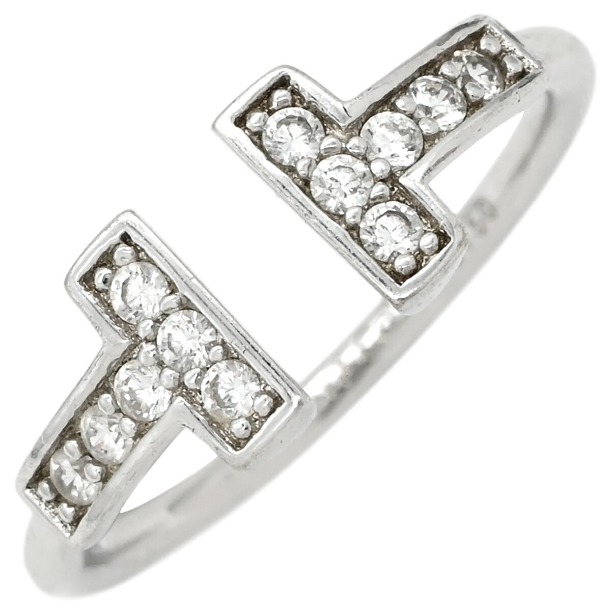 ティファニー Tiffany & Co リング 指輪 T ダイヤモンド ワイヤー ホワイトゴールド T&Co. AU750 9号 68650801 【中古】｜ブルークウォッチカンパニー