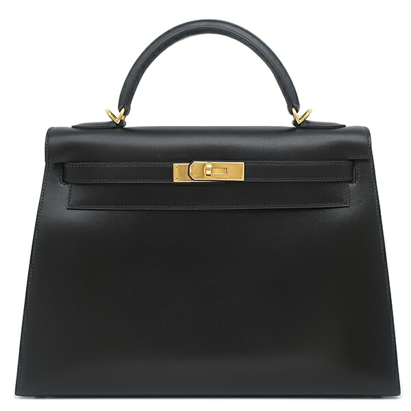 エルメス HERMES ハンドバッグ ケリー32 外縫い ボックスカーフ ブラック ゴールド金具 黒 ハンドバッグ ショルダー □D 【箱】 【中古】|ブルークウォッチカンパニー