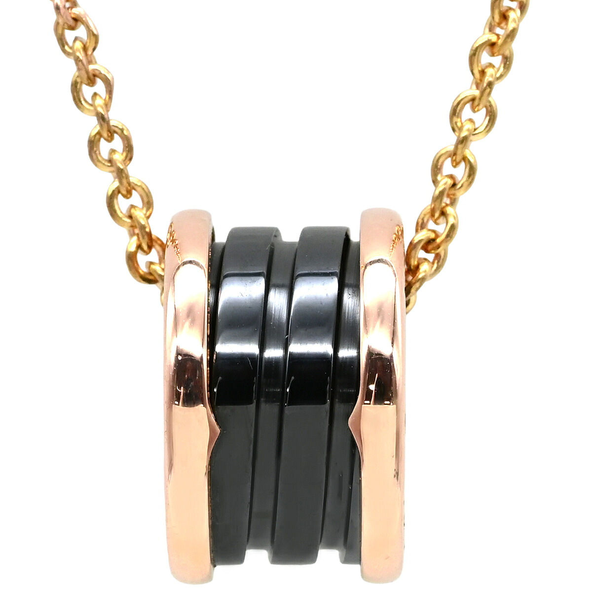 ブルガリ BVLGARI ネックレス ビーゼロワン ネックレス ピンクゴールド×ブラック B-zero1 ペンダント 18K 750PG 黒 346083 【中古】|ブルークウォッチカンパニー