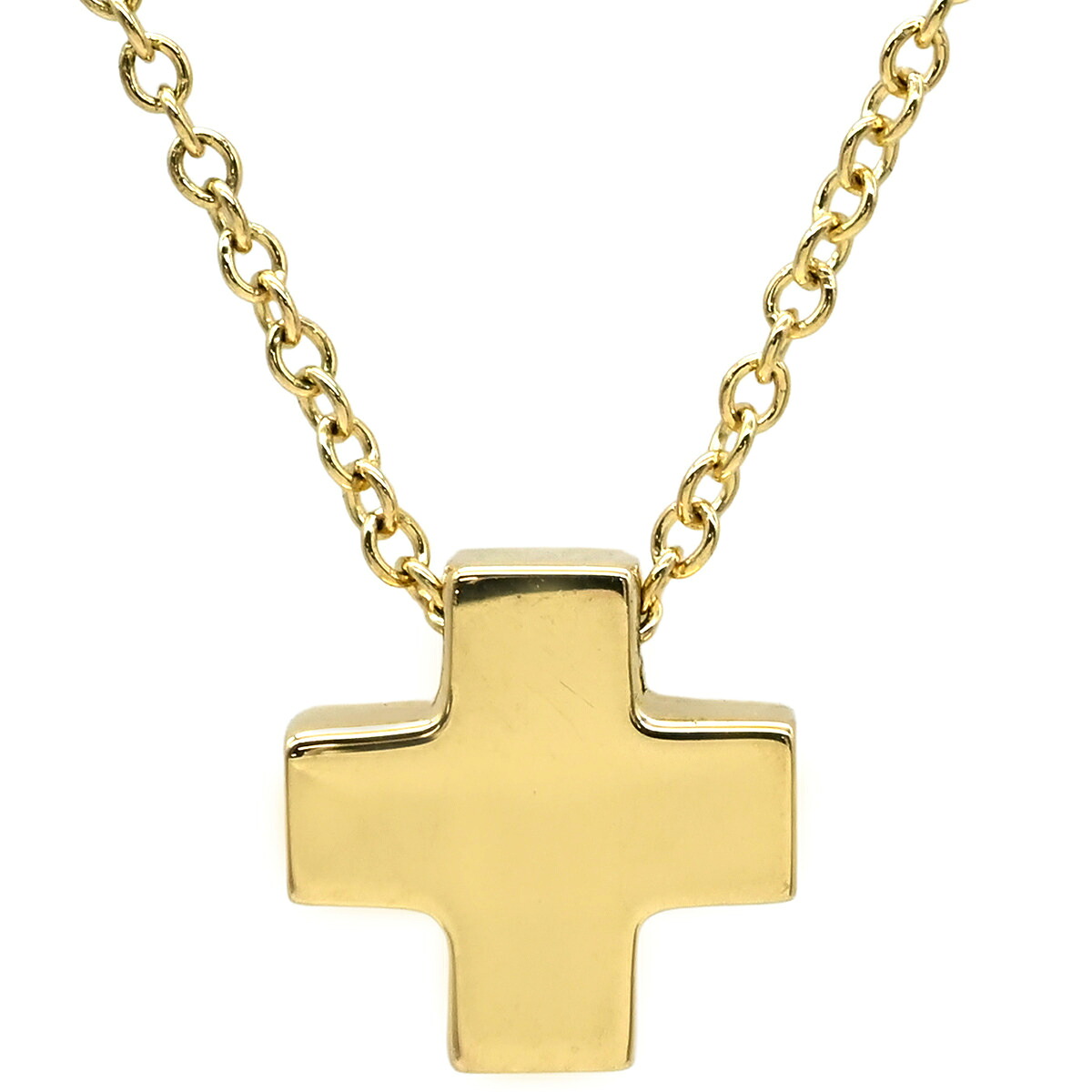 ティファニー Tiffany & Co ネックレス ローマンクロス ペンダント イエローゴールド T＆Co. 十字架 CROSS 750YG 18金 【中古】｜ブルークウォッチカンパニー 71,940円
