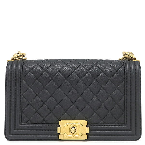 シャネル CHANEL ショルダーバッグ ボーイシャネル25 キャビアスキン ブラック ゴールド金具 黒 チェーンバッグ A67086 23****** 【保存袋】 【中古】｜ブルークウォッチカンパニー