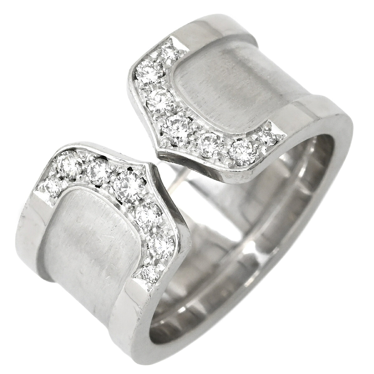 カルティエ Cartier リング 指輪 C2 ダイヤモンド LM ホワイトゴールド #51(JP11) ワイド Cドゥ 2C Au750 18K WG 11号 【中古】|ブルークウォッチカンパニー