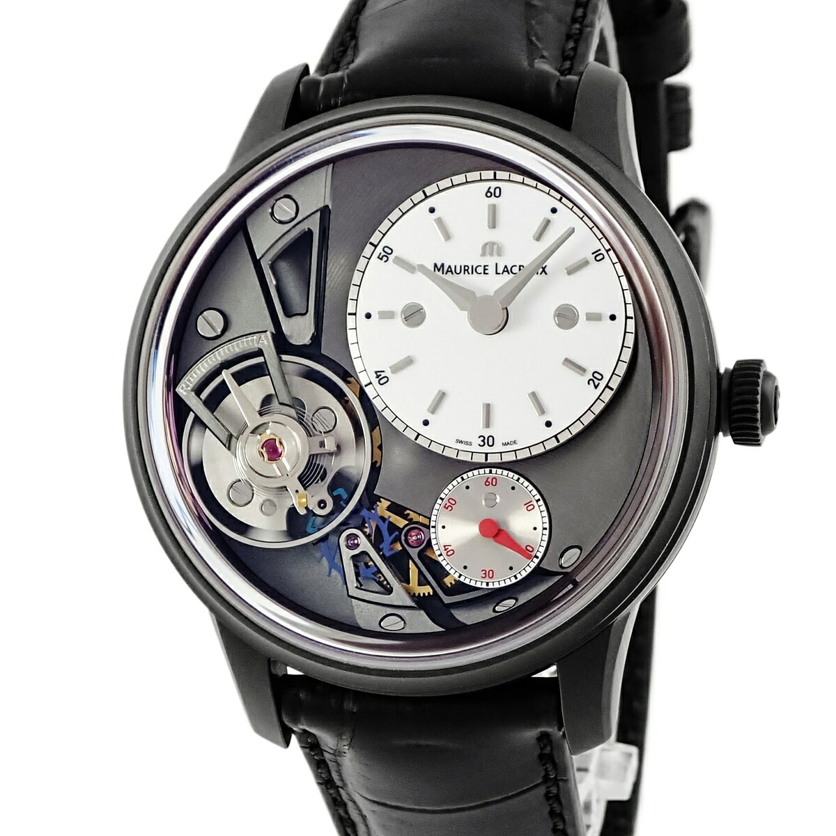 モーリスラクロア Maurice Lacroix マスターピース グラビティ 創業40周年記念 MP6118-PVB01-130 未使用 限定 メンズ 腕時計自動巻き ホワイト 【中古】｜ブルークウォッチカンパニー