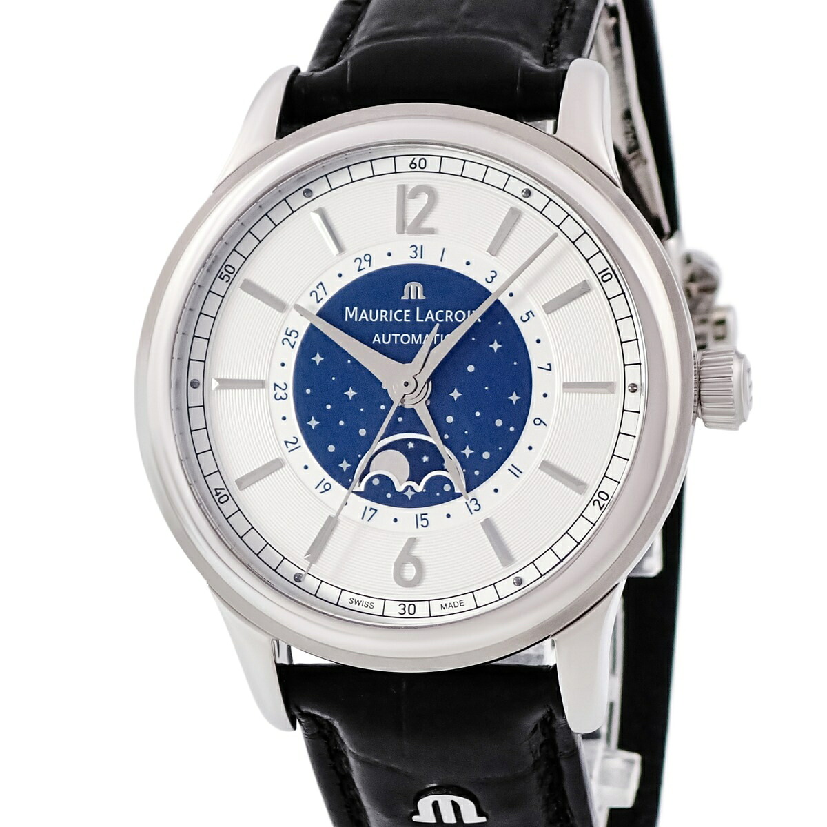 モーリスラクロア Maurice Lacroix レ クラシック ムーンフェイズ LC6168-SS001-122-1 未使用 シルバー デイト メンズ 腕時計自動巻き シルバー 【中古】｜ブルークウォッチカンパニー