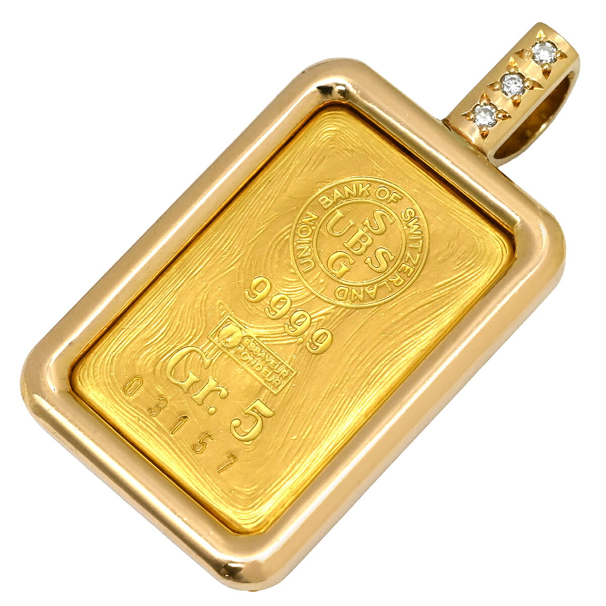 コルム CORUM ペンダントトップ UBS インゴット ダイヤモンド イエローゴールド 純度999.9 純金 3石 3粒 ヴィンテージ 【中古】|ブルークウォッチカンパニー