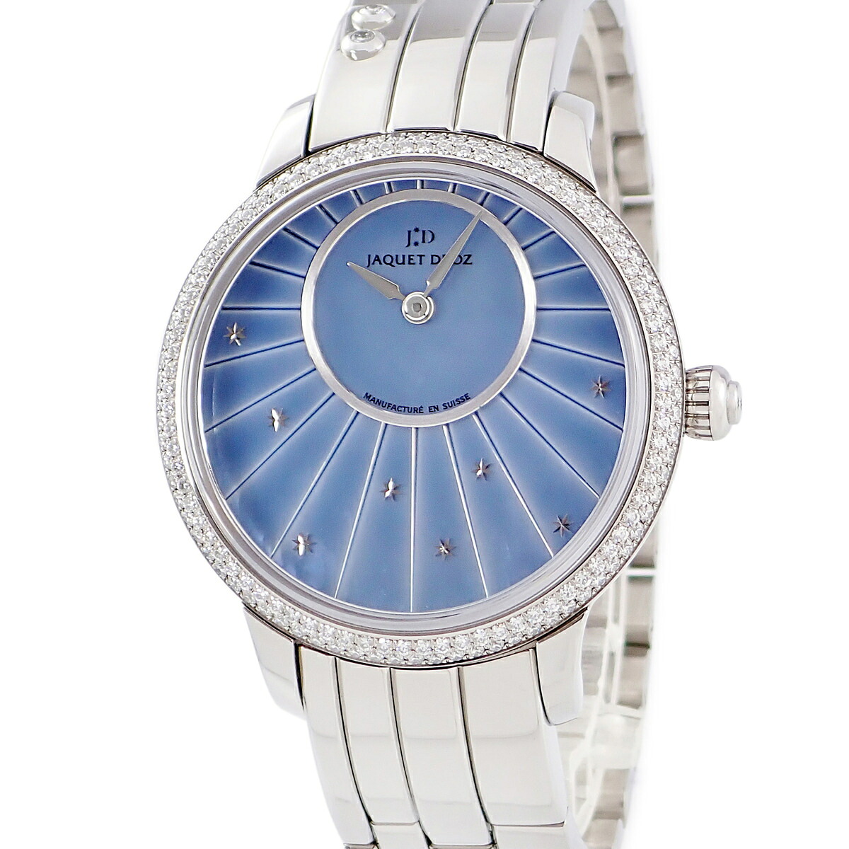 ジャケ・ドロー Jaquet Droz プティ ウール ミニット 35mm J005000170 純正ダイヤ ブルー シェル メンズ レディース 腕時計自動巻き ブルー 【中古】|ブルークウォッチカンパニー