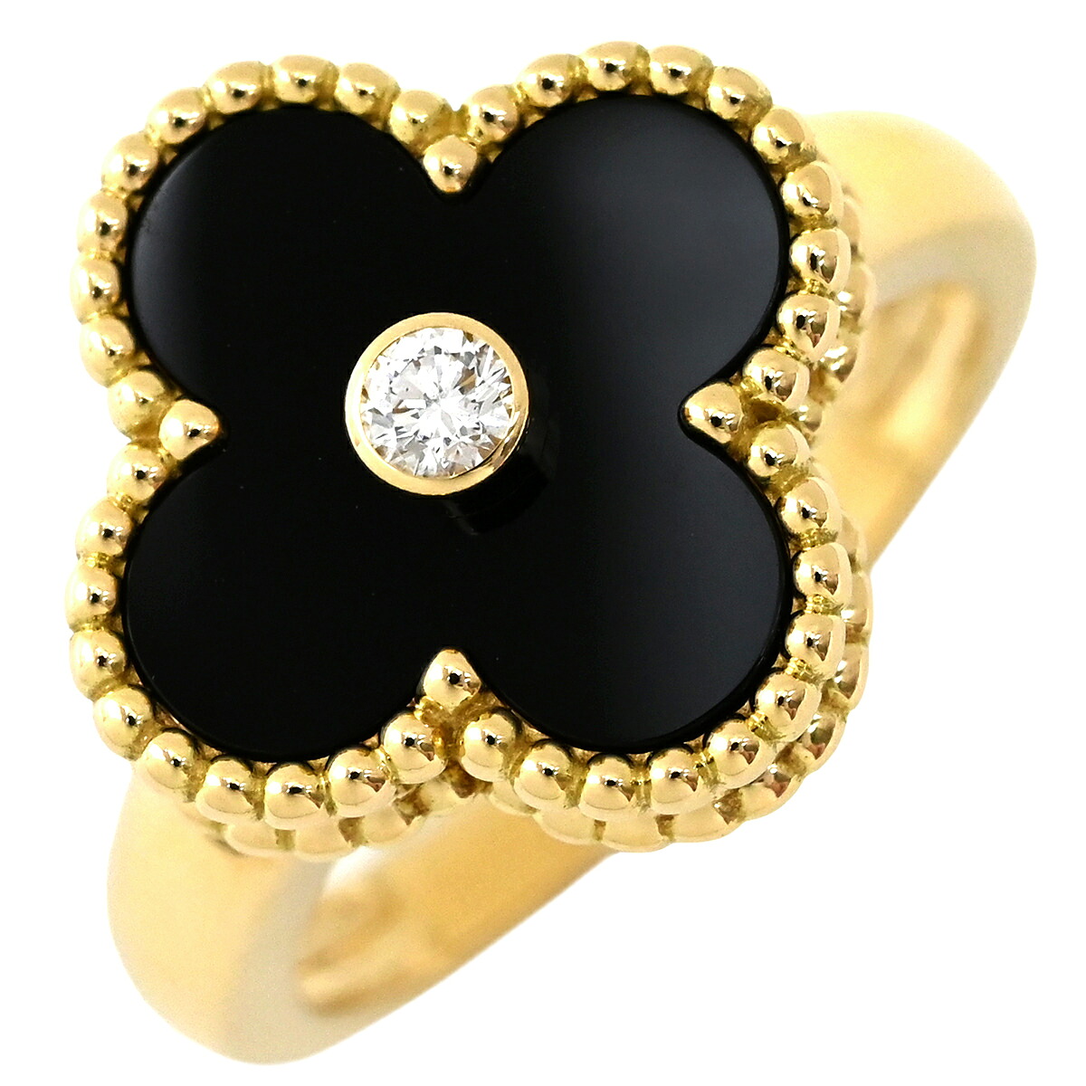 ヴァンクリーフアーペル Van Cleef & Arpels リング 指輪 ヴィンテージ アルハンブラ ブラックXイエローゴールド #51(JP11) 1Pダイヤ オニキス 11号 VCARA41000 【中古】|ブルークウォッチカンパニー