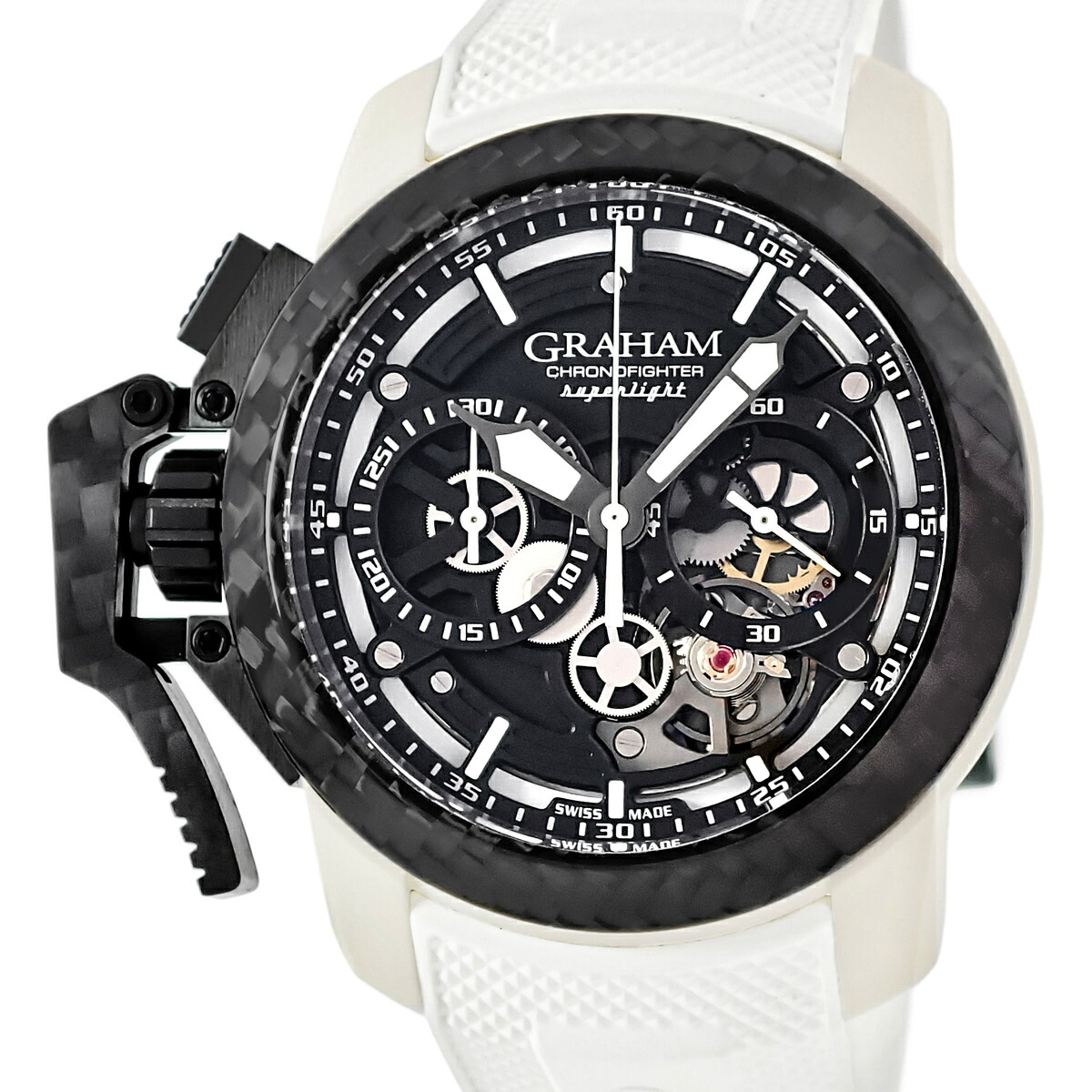 グラハム GRAHAM クロノファイター スーパーライト カーボン スケルトン 2CCCK.W01A クロノグラフ 未使用 メンズ 腕時計自動巻き ブラック 【中古】|ブルークウォッチカンパニー
