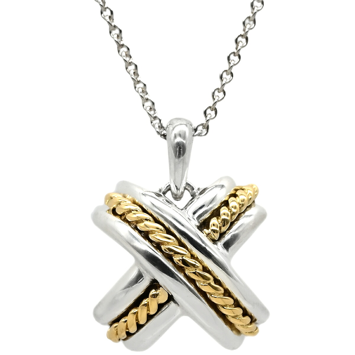 ティファニー Tiffany & Co ネックレス シグネチャー イエローゴールド×シルバー Au750 18K YG AG925 コンビ 【中古】|ブルークウォッチカンパニー