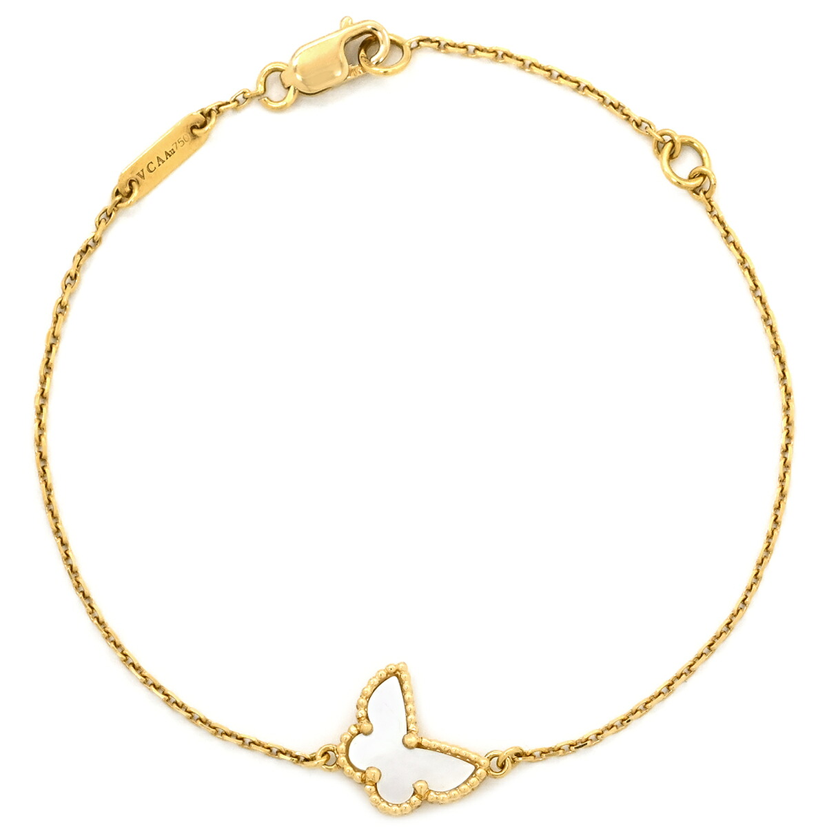 ヴァンクリーフアーペル Van Cleef & Arpels ブレスレット スウィート パピヨン ホワイト&times;イエローゴールド VCA 白 Au750 18K VCARF69000 【中古】｜ブルークウォッチカンパニー