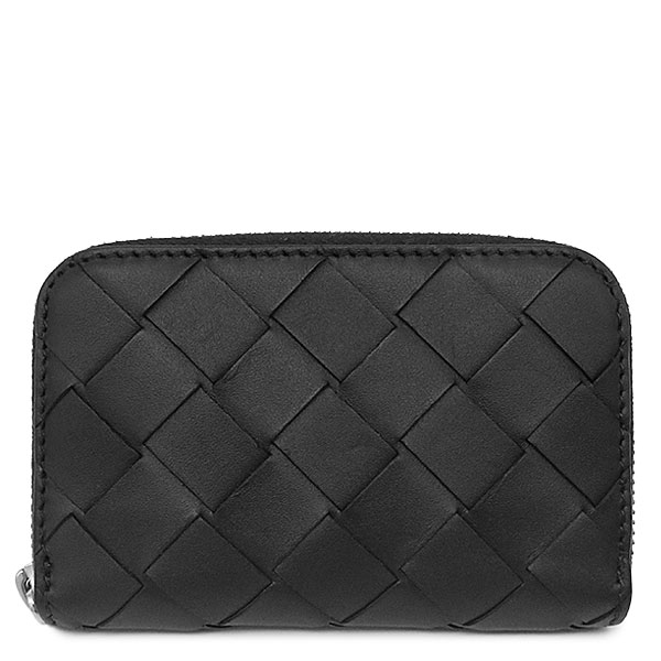 ボッテガヴェネタ BOTTEGA VENETA コインケース イントレチャート コインパース レザー ブラック シルバー金具 黒 小銭入れ コンパクト 【箱】 【中古】｜ブルークウォッチカンパニー