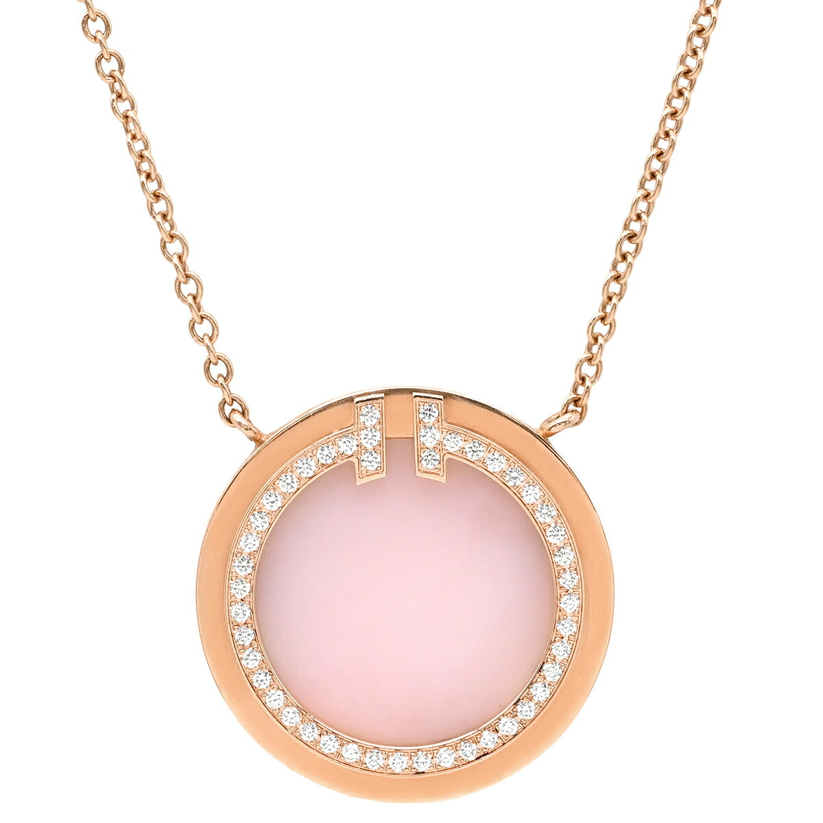 ティファニー Tiffany & Co ネックレス Tトゥー サークル ダイヤ ピンクオパール ピンク&times;ローズゴールド ピンクゴールド T＆Co. Au750 18K ピンク 丸型 ラウンド 【中古】｜ブルークウォッチカンパニー