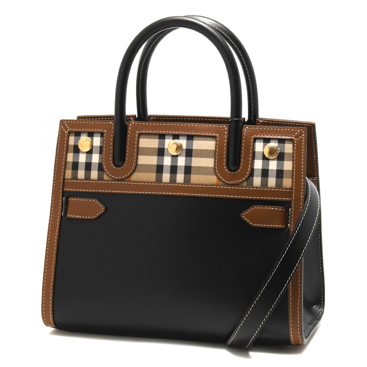 BURBERRY ハンドバッグ　黒レザー Burberry 黒 レザー ハンドバッグ
