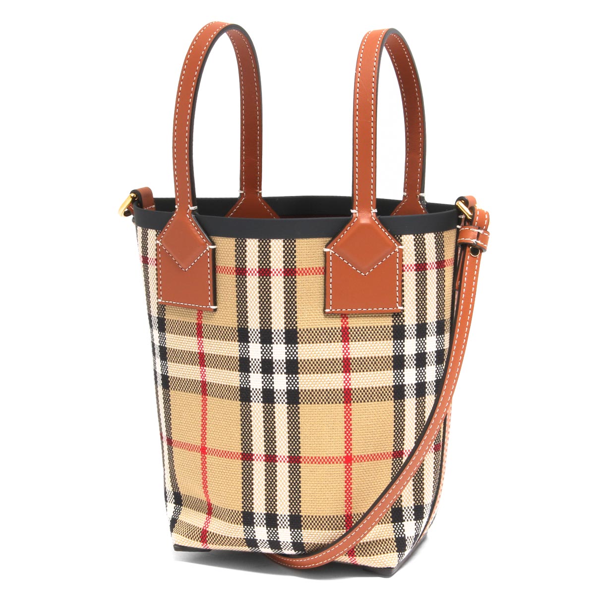 現行/美品 バーバリー アイコンストライプ 巾着 ポーチ ノバチェック ベージュ lbbb8026737x.jpg