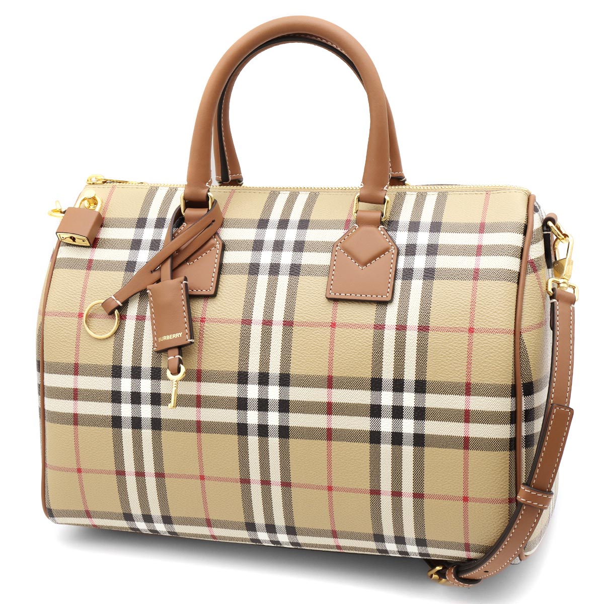 BURBERRY ピンク系チェック ボストンバッグ lbbb8071355.jpg