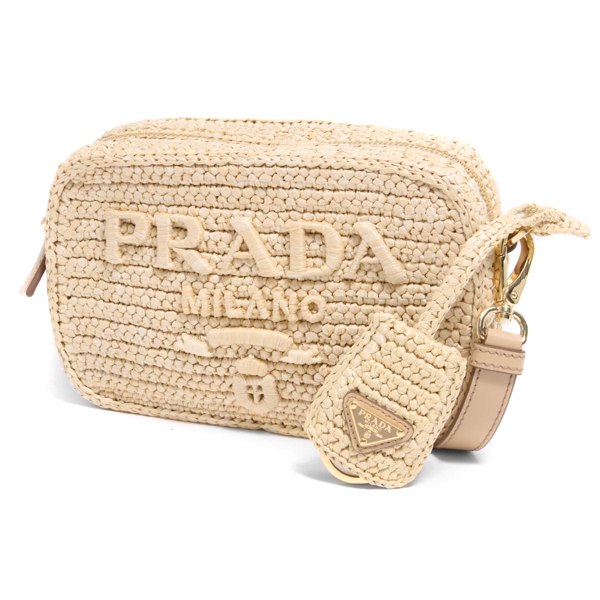 PRADA ベージュ ショルダーバッグ PRADA プラダ シンボルトップステッチ スモールバッグ サンド