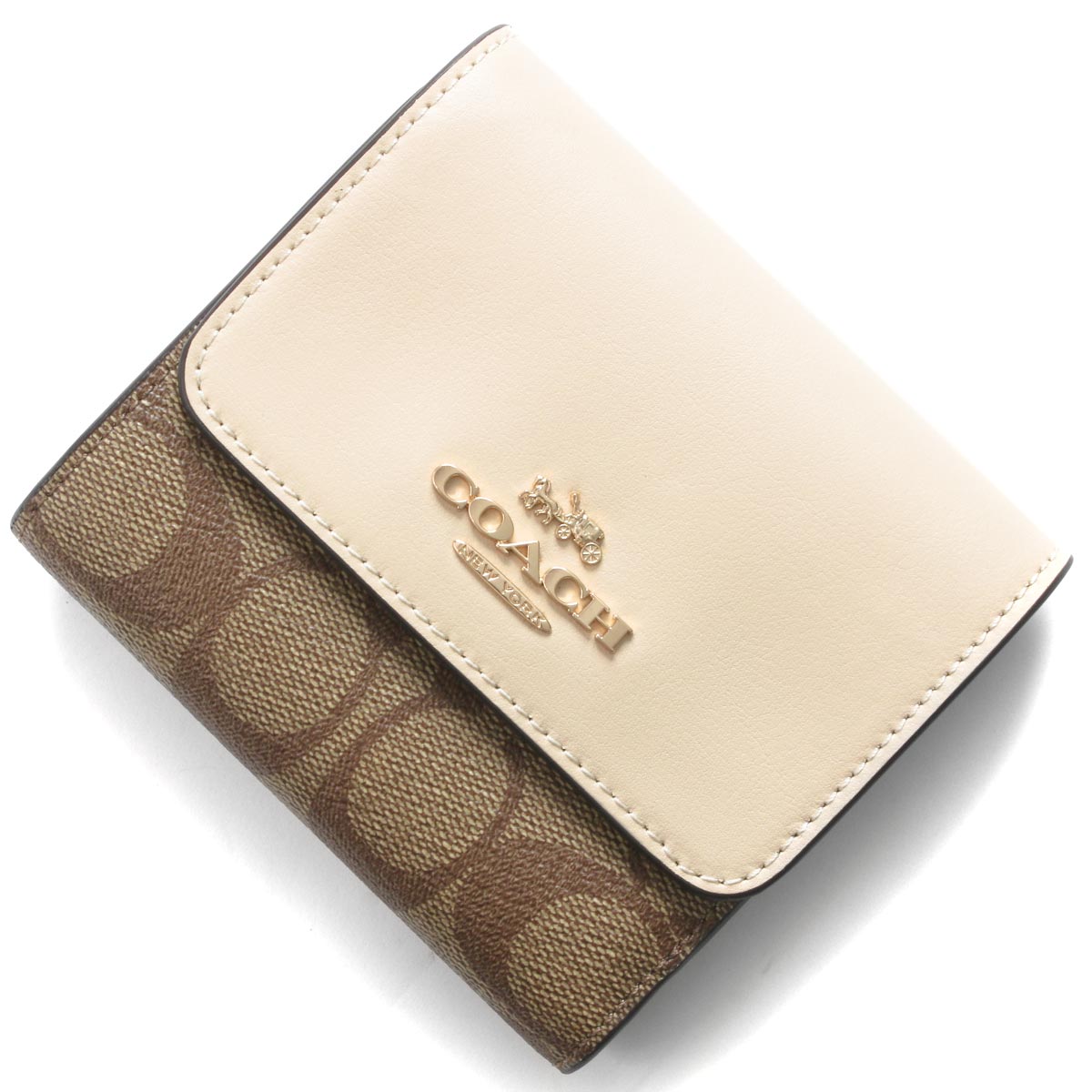 COACH 三つ折り財布 グレー/ホワイト COACH - 新品 COACH コーチ 財布 折り財布 3つ折り財布 ホワイト