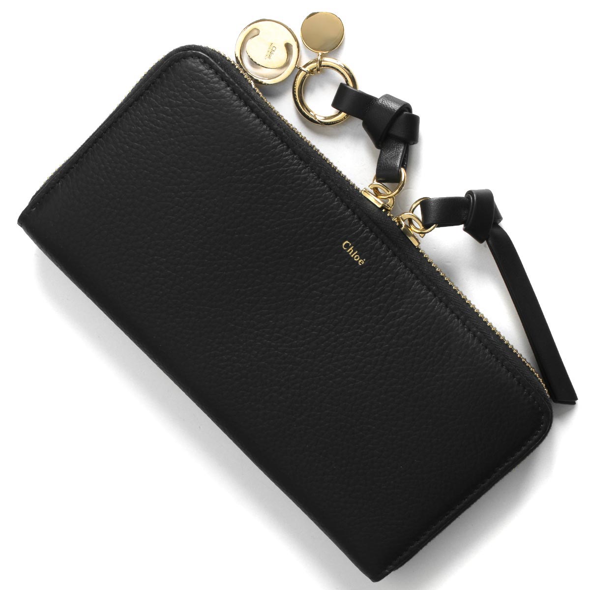 【美品】クロエ　長財布　アビー　南京錠　ロゴ金具　レザー　シボ革 極美品】クロエ 長財布 アビー 南京錠 ロゴ金具 レザー シボ革