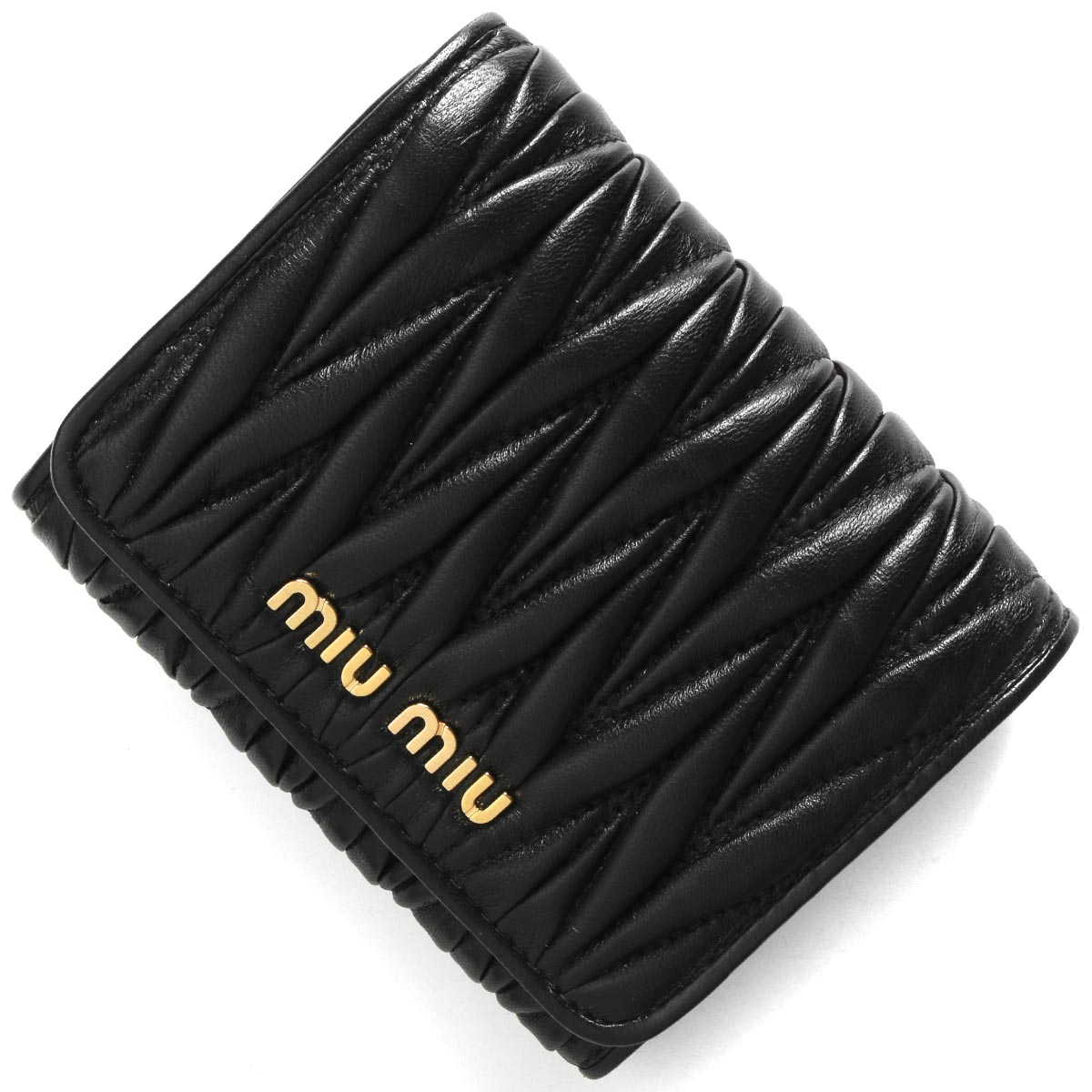 ミュウミュウ 三つ折り蟇口 財布 レディース マトラッセ 黒いこと 5mh016 N F0002 21一年秋冬新作 Miu Miu Earthkitchen Ph