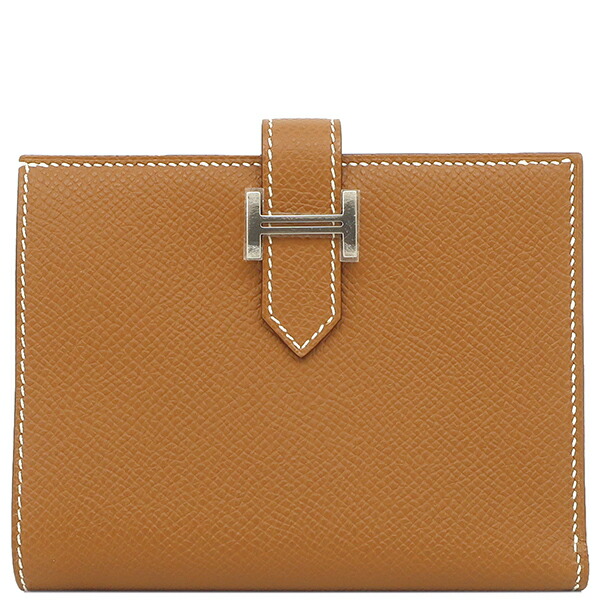 【鑑定済】HERMES エルメス ベアン コンパクト 折り財布 ゴールド エルメス)ベアンコンパクト☆ゴールドXゴールド (HERMES/折りたたみ