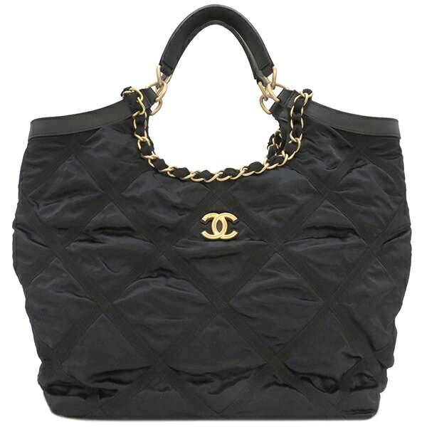 CHANEL バッグ 黒 ナイロン CHANEL | BLACK QUILTED NYLON AND LEATHER WITH SILVER-TONE